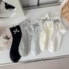 Plaid Bow Ruffle Edge Korean Women’s Socks - Seamless Short Socks for Spring & Summer