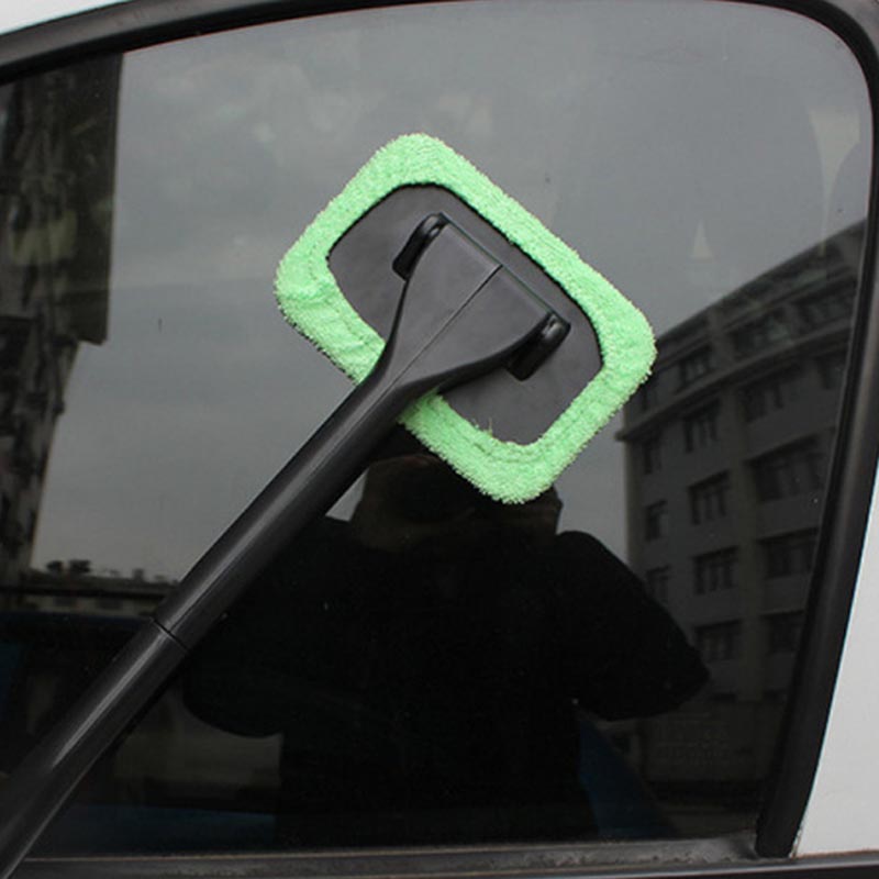 Auto Ruitenwisser Schoonmaakborstel Set, Lange Steel Ramenwasser met Microvezel Pad, Interieur Auto Glas Schoonmaakhulpmiddel voor Voorruit en Ramen