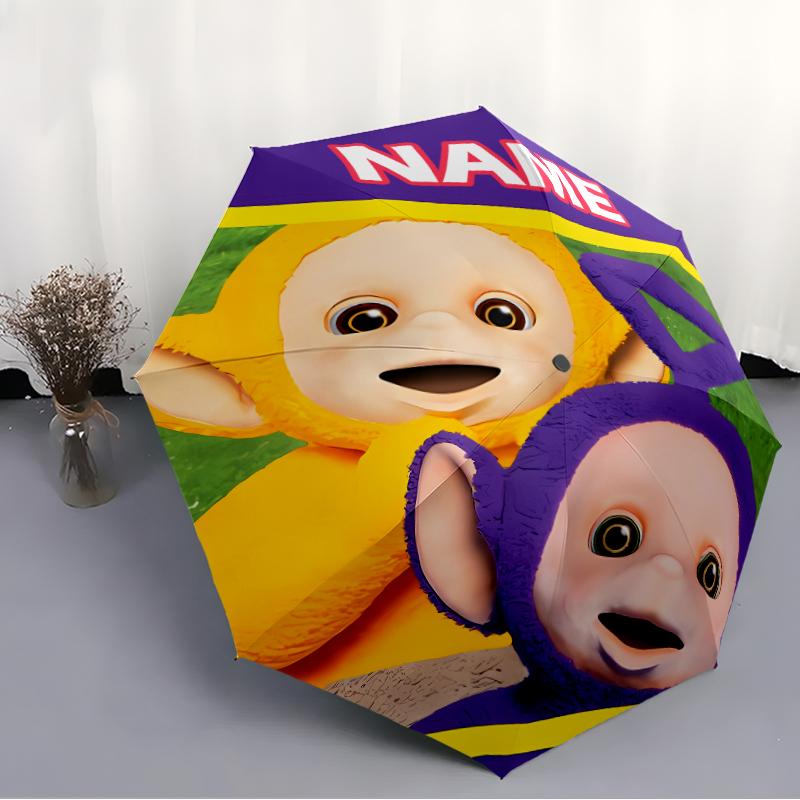 Personalized Name T-Teletubbies Print Umbrella - Automatic Open/Close, Eight-Rib Durable Frame, Automatic Folding Umbrella