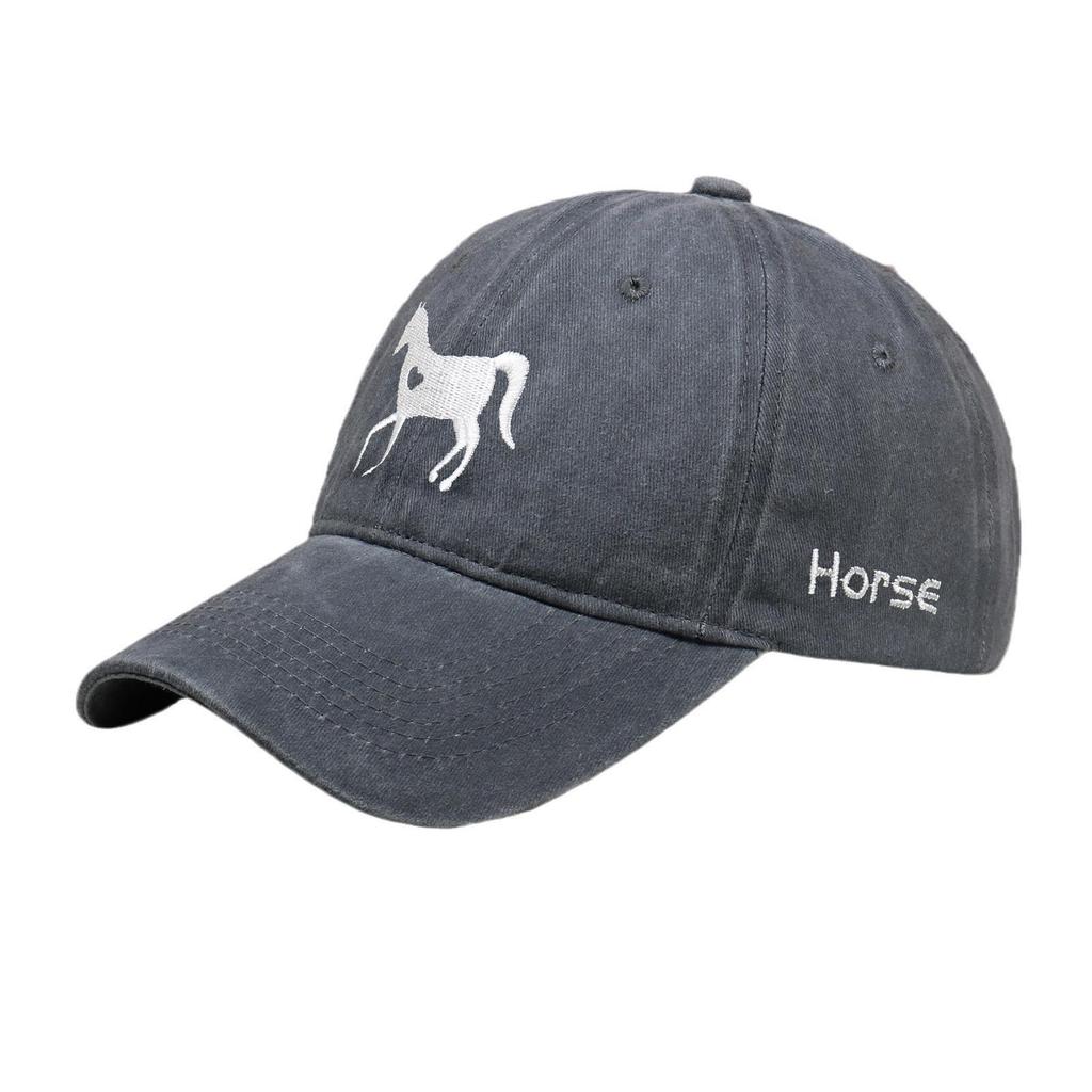 Love Horse Embroidered Cotton Baseball Cap - Casual Outdoor Sun Protection Hat