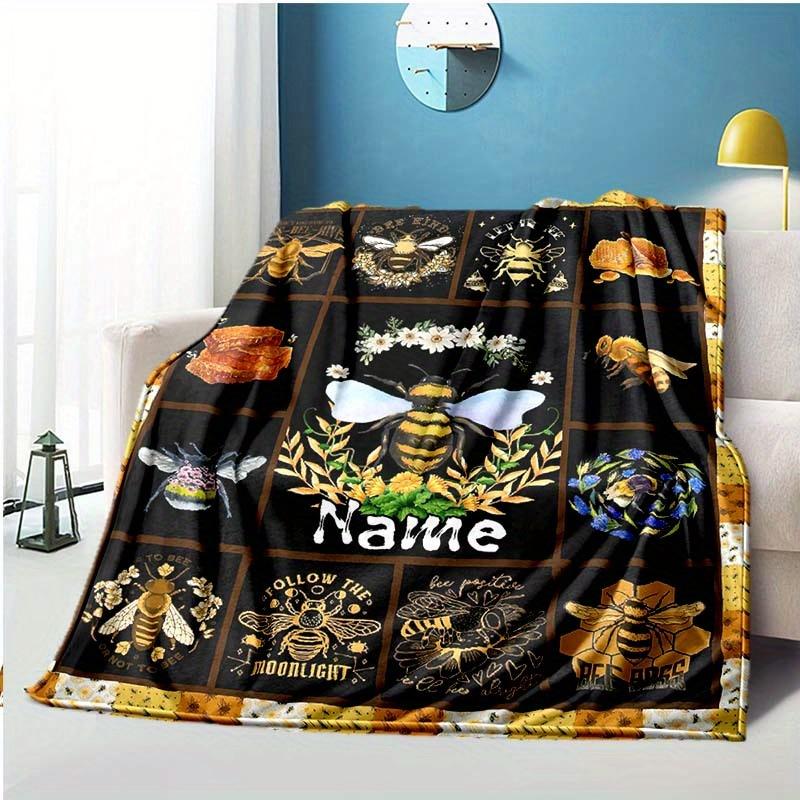 The Moon And The Bee Customize Your Name Blanket Used For Chair Office Sofa Bed Camping Soft And Warm Giving Friends And Relatives Birthday Graduation