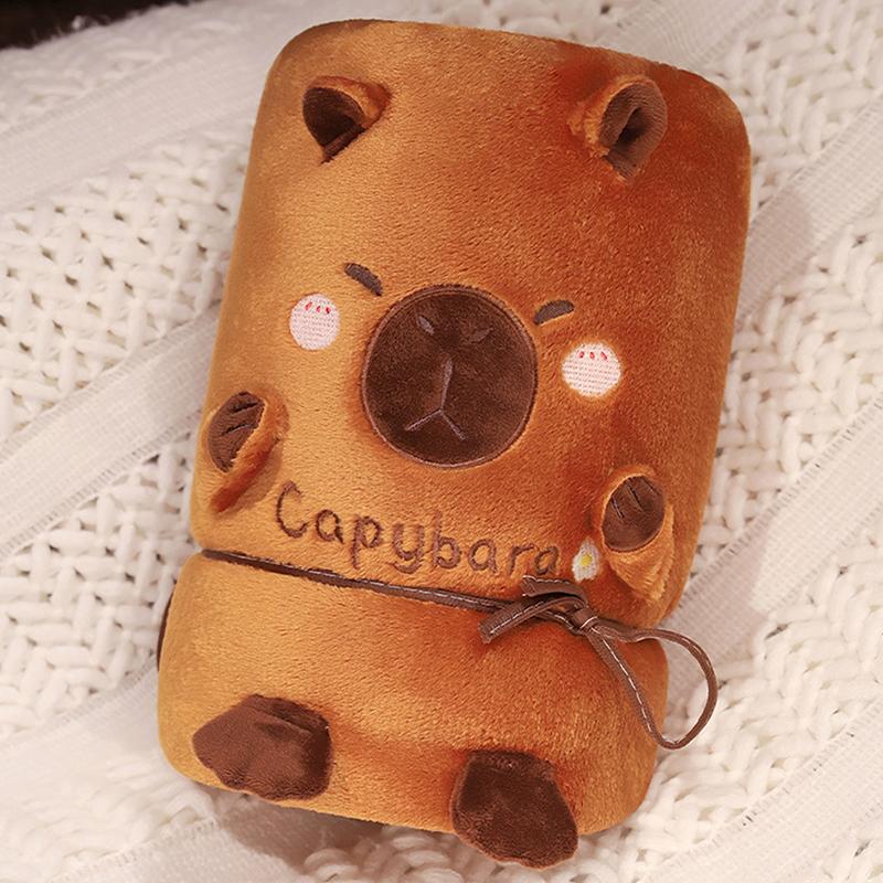 Capybara Flannel Blanket Capybara Plush Casual Warm Roll Blanket Throw Blanket Bedroom Office Bedding Supplies Gift