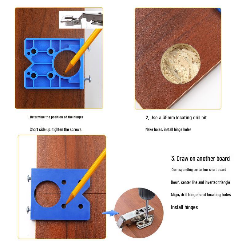 35mm Hinge Hole Locator: Door Panel Hinge Positioning & Drilling Template Board