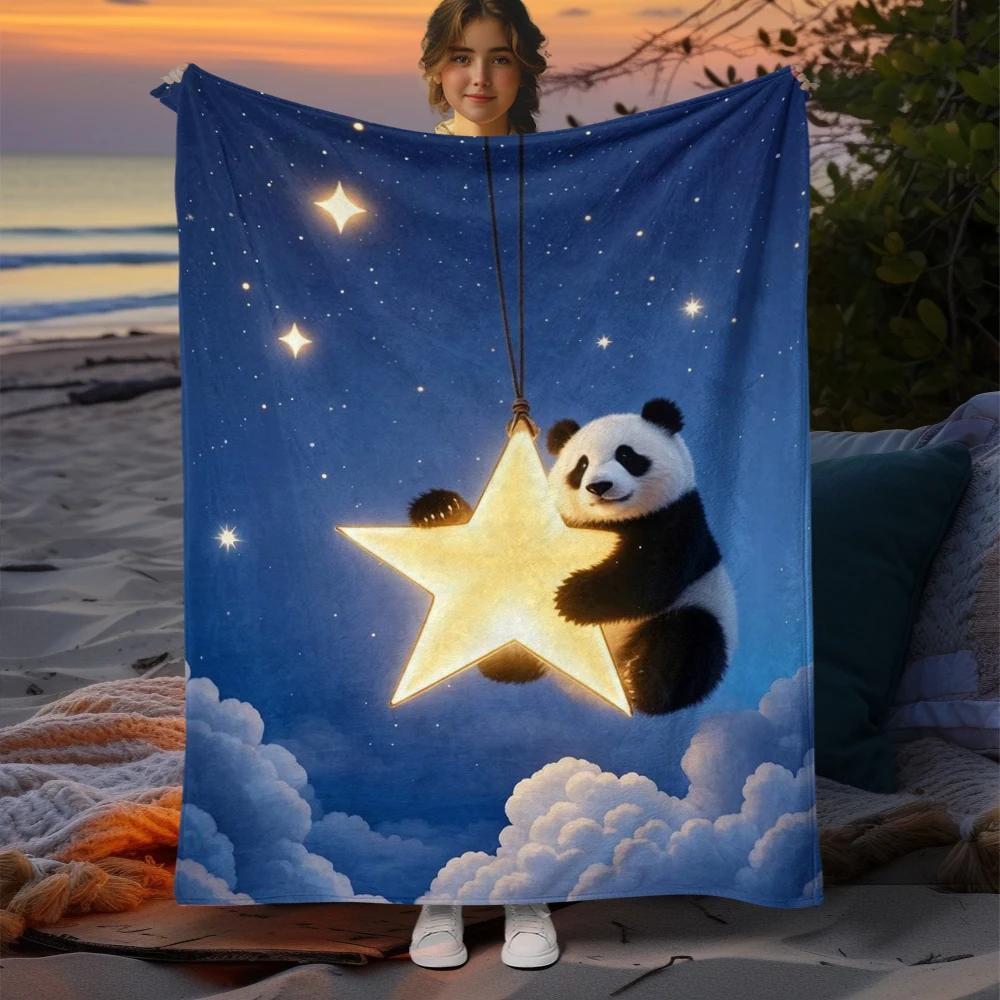 

Dreamy Panda Flannel Throw Blanket for Bedroom Living Room Sofa, Couch Decor Soft Fuzzy Lightweight Cartoon Panda Print Blanket 75x90cm