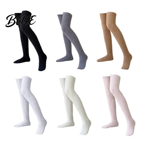 Skin Friendly Plush Hosiery 1 Pair Fuzzy Thigh High Socks for Women Long Soft Fleece Fluffy Sleep Leg Warmer Thickened Over The Knee Stockings,