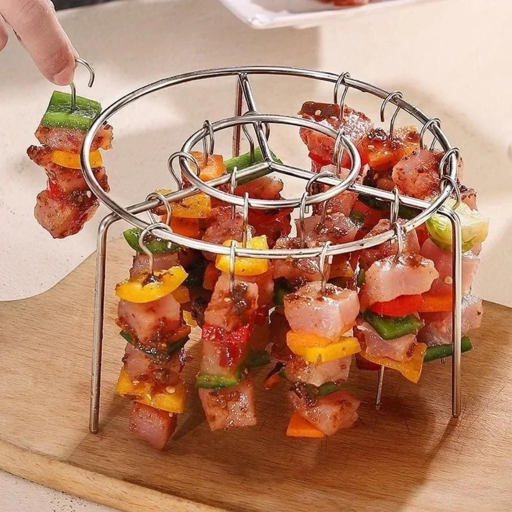Stainless Steel Air Fryer Skewer Stand Heat-Resistant Barbecue Skewer Bracket Home Kitchen
