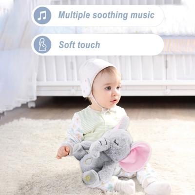 Baby Breathing Elephant Plush Toy with Soothing Music Light Washable Musical