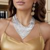 Leopard Sequin Choker & Earring Set Shining Triangle Scarf Indian Style Sexy Sequined Necklace
