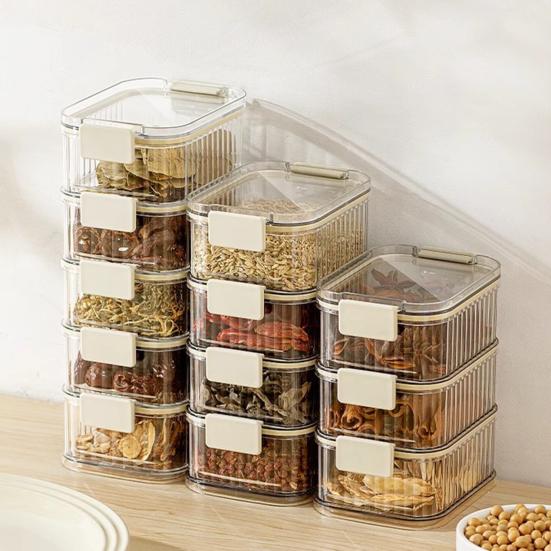 Gewürzbox mit 4/5 Fächern Auslaufsicher Verschlossen Küchenorganizer mit Transparentem Fenster Meal Prep Aufbewahrungsbehälter für Pfefferkörner Chili