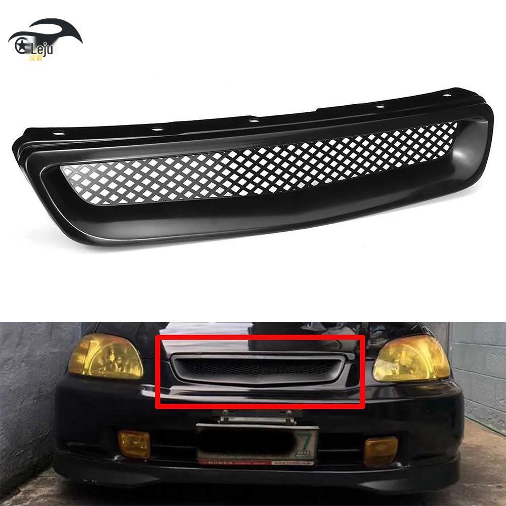 Bright Black Front Grille for 1996-1998 Honda Civic: Cross-Border Fitment & Modification