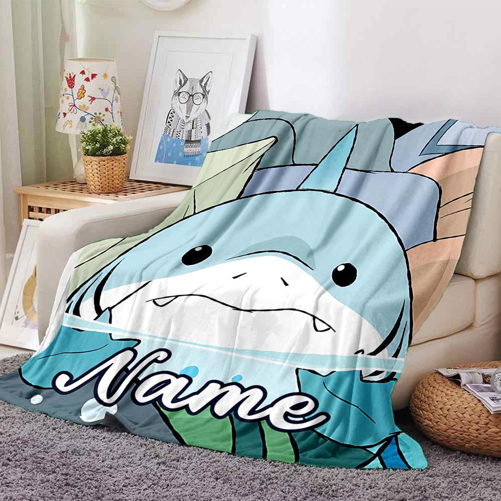 Customiz Name Personality Jeff the Land Shark Blanket Soft &Warm Sofa Office Bed Travel Lunch Break Blanket, Gift Suitable All Seasons