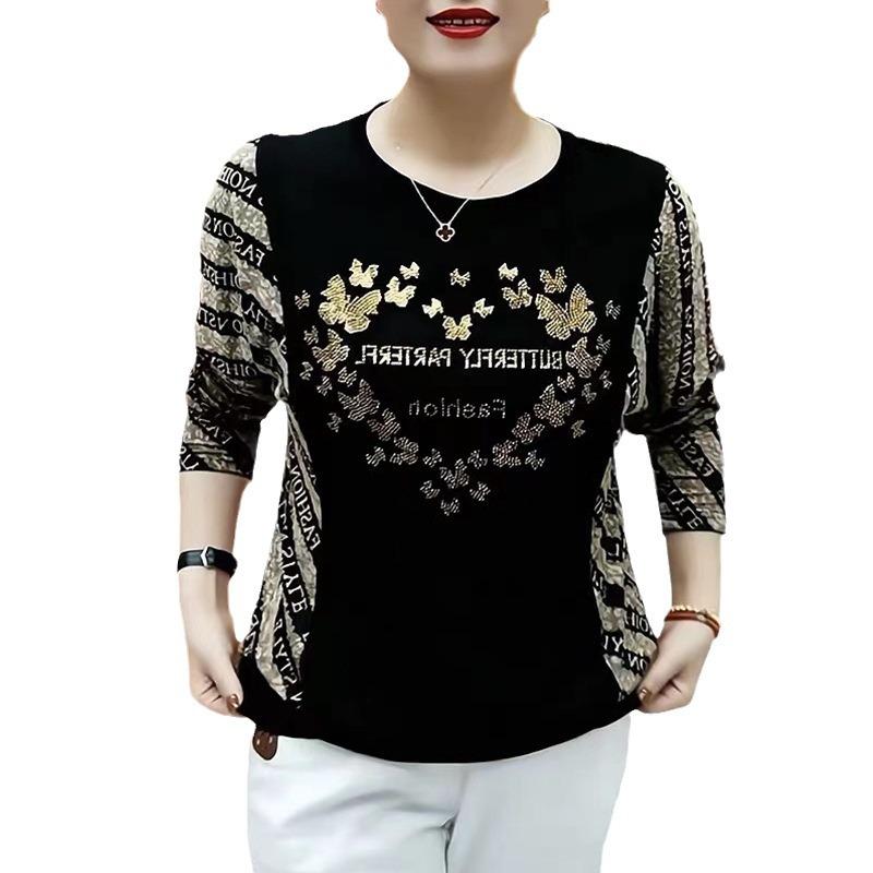 High-end Printing 2025 New Long-sleeved Women's Bottoming Shirt Thin Casual Belly Cover Top Women