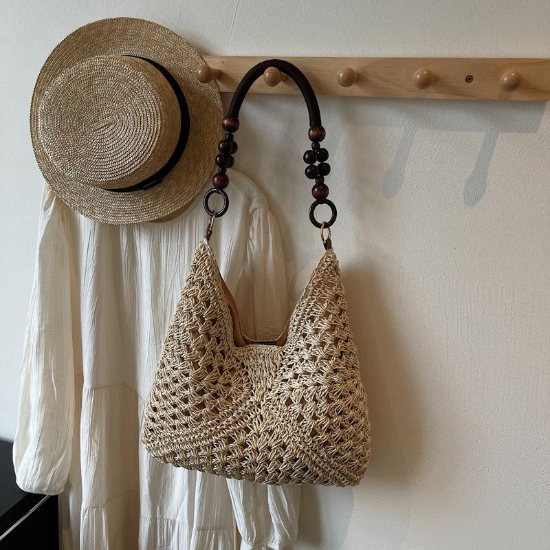 Large Capacity Hollow Bag Women's Summer New Shoulder Woven Straw Bag Seaside Vacation Beach Bag