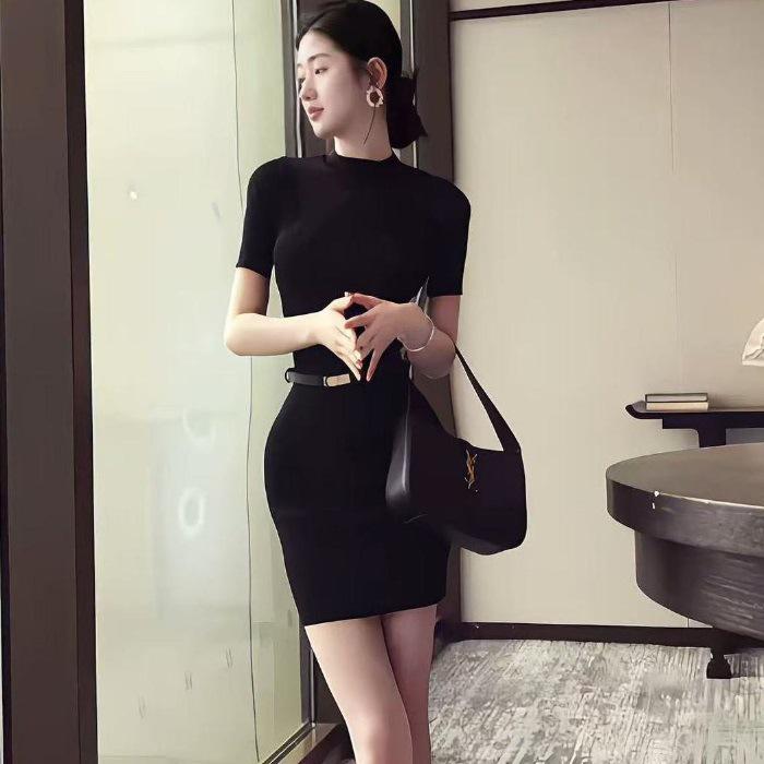 

Spicy Girl High Neck Waist-Slimming Bodycon Mini Dress 2025 Small
