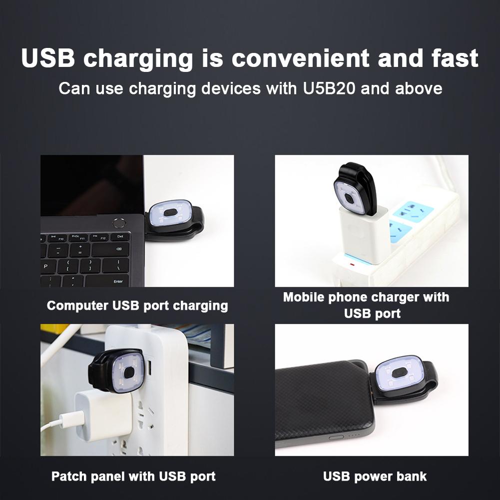 1-5PCS LED Headlamp Cap Clip Light 3 Light Modes Head Flashlight Multifunction IPX4 Waterproof Headlight for Fishing Camping