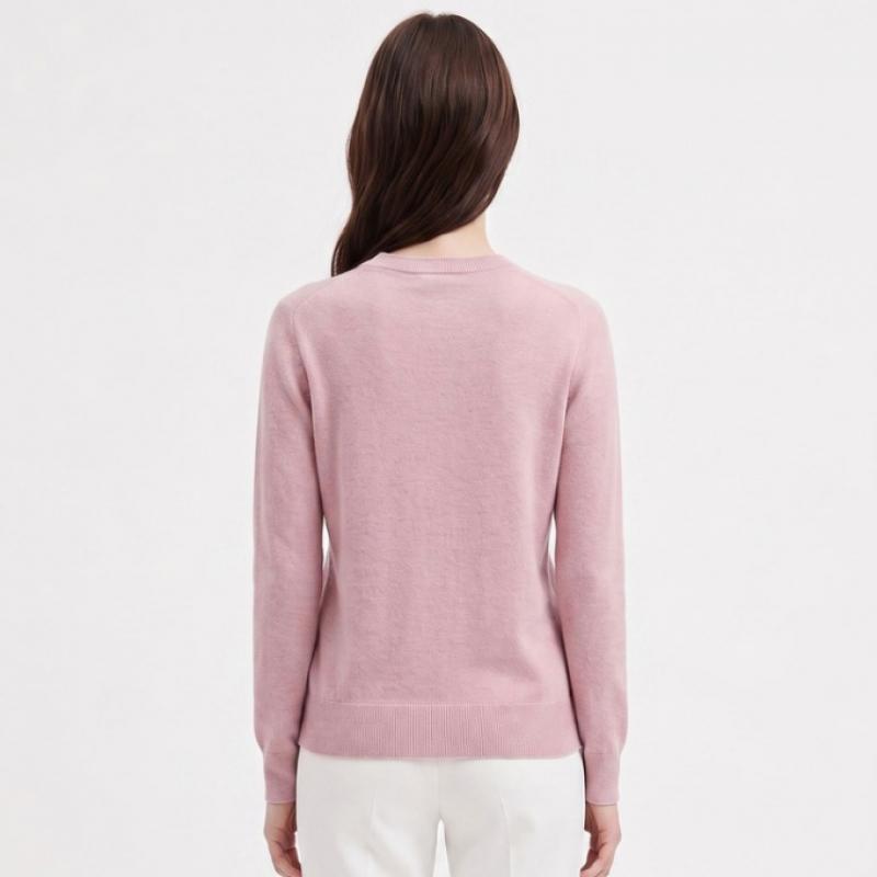 Shop   Women S Wholegarment Solid Long Sleeve Knit Light Brown Bom Wkn260044