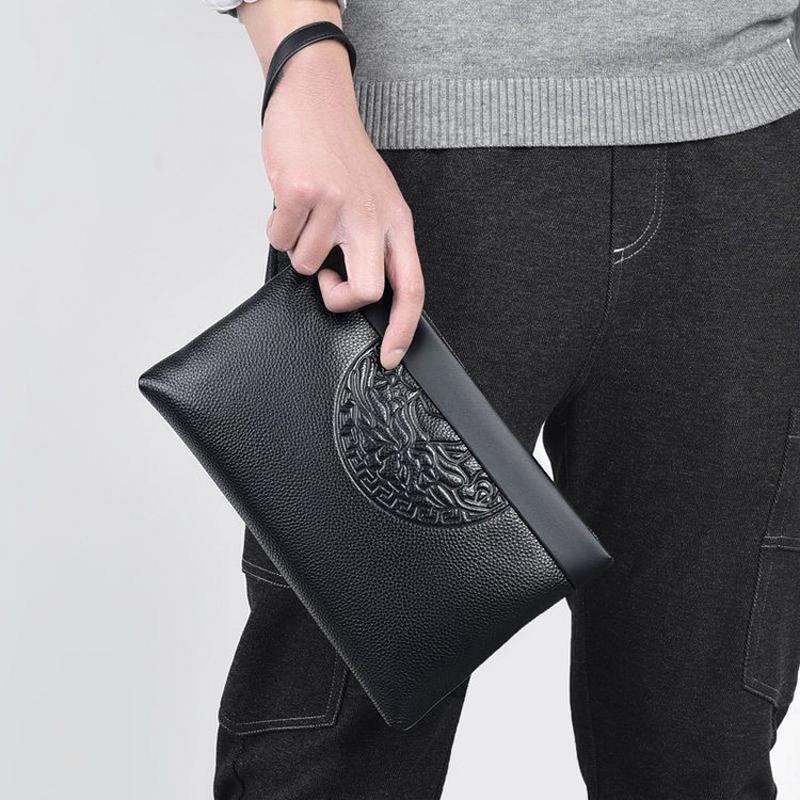 Men's Business Handheld Bag - Large Capacity Retro Leather Zipper Wallet, Fashion Clip Casual Purse for Work & Travel