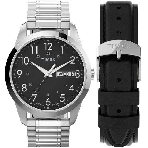 

Timex Men s South Street Sport Watch Box Set, Silver Tone/Black/Silver Tone/Box Set, Classic