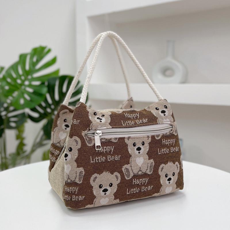 Cartoon Bear Lunch Bags For Women Large Capacity Tote Picnic Drink Lunchbox Bag Portable Outdoor Office Food Bags