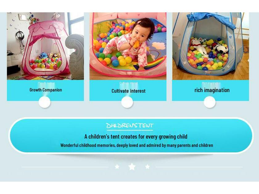 Children's Six-Sided Indoor Tent with Ocean Ball Pit