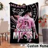 Custom Name Lionel Messi Poster Art Throws Blanket Flannel Blankets for Couch Bed Gifts for Men Women Picnic Blanket Christmas Fan Gifts
