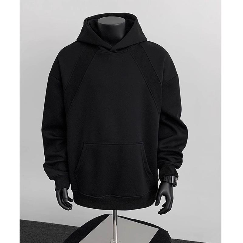 

Men s Autumn Hemp Grey Patchwork Sport Hoodie - Trendy American Casual Fashion M