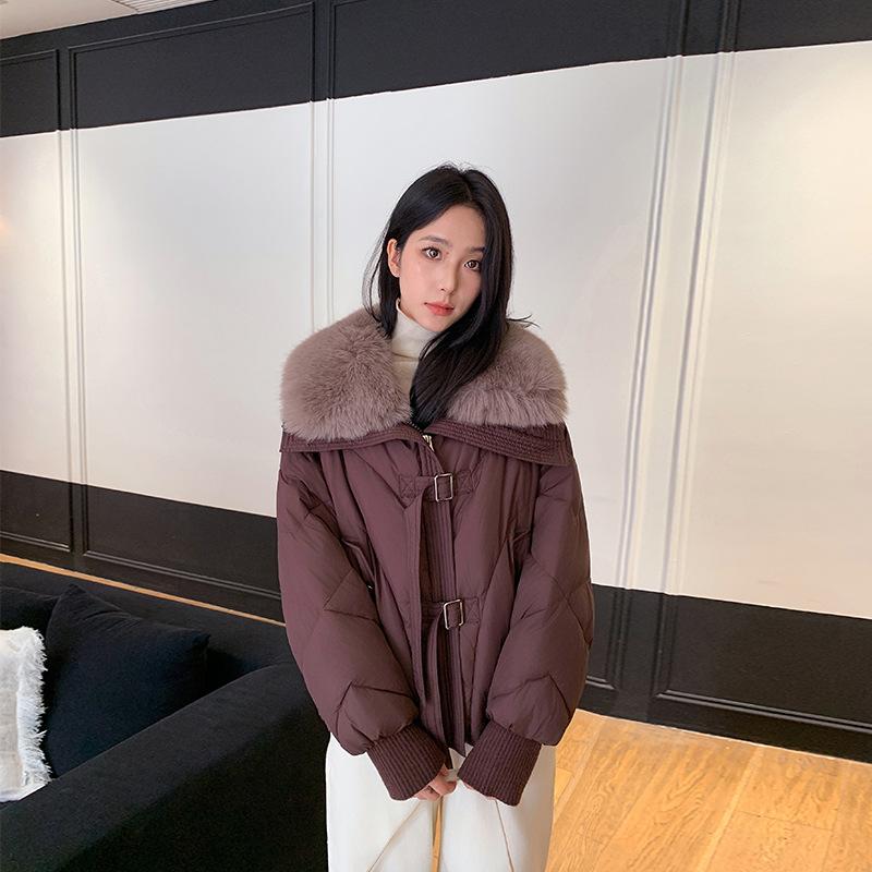 New Winter Down Jacket for Women, Short Style, Thickened Loose Bread Coat, Imitation Fox Fur Jacket for Small People