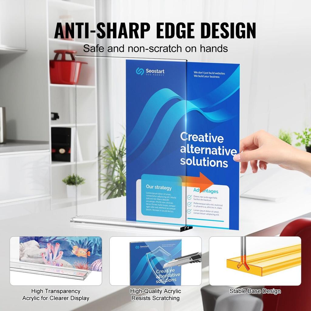 Acrylic Sign Holder 6 Pack 8.5 x 11-inch Double Sided Display Sign Stand