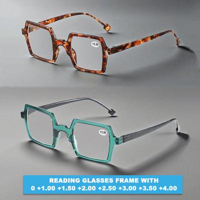 Personality Square Presbyopia Reading Glasses Frame Reader Classic Fashion Spectacles Frame With Diopter 0+1.5+2.0+2.5 Women Men