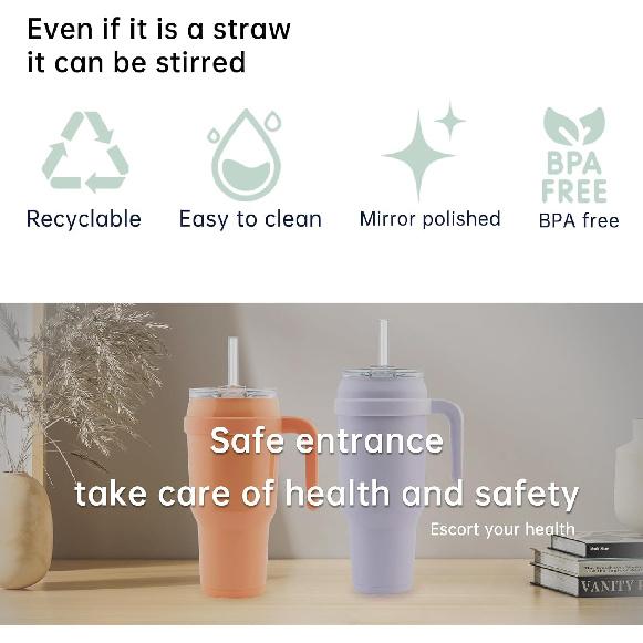 Replacement Straw Compatible with Reduce 50 oz 40 oz Tumbler, 5 Pack Reble Straw with Cleaning Brush, Plastic, Clear