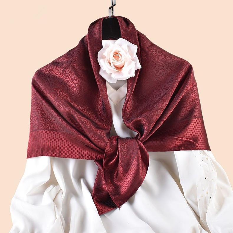 Luxury Floral Print Silk Square Scarf Women Soft Satin Kerchief Neckerchief Head Hijab Lady Headband Foulard Bag Ribbo 90X90Cm 90X90cm