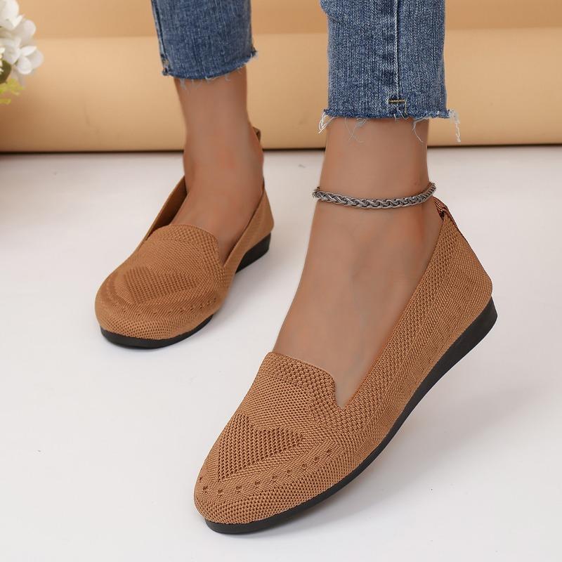 Spring and Autumn New Ladies Solid Color Low-top Shoes Fashion New Casual Women's Knitted Flat Loafers Shoes for Women