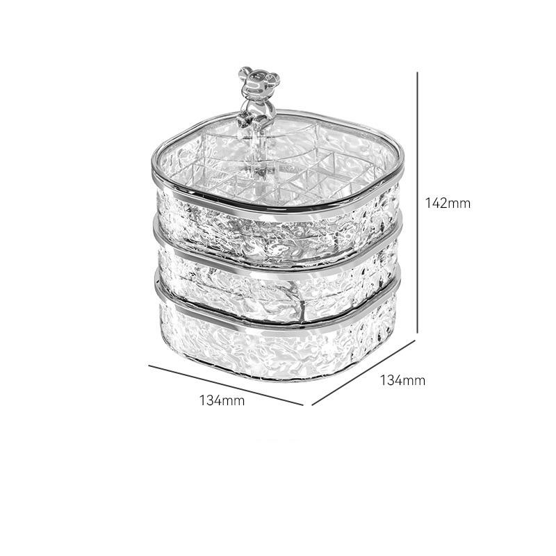 Transparent Rotating Jewelry Box With Compartments,Vanity Jewelry Organizer, Earring,Hairpin And Ring Storage Box