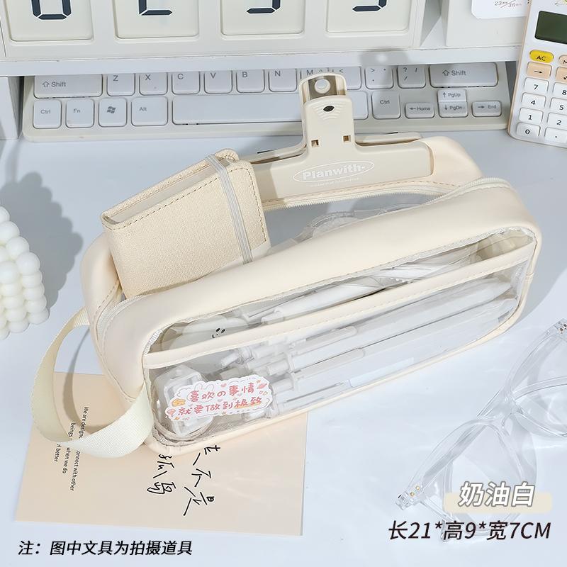 Transparent  INS Style School Case Large Capacity Pencil BagStationery Holder Waterproof Portable Pen Case Pencil Storage Bag
