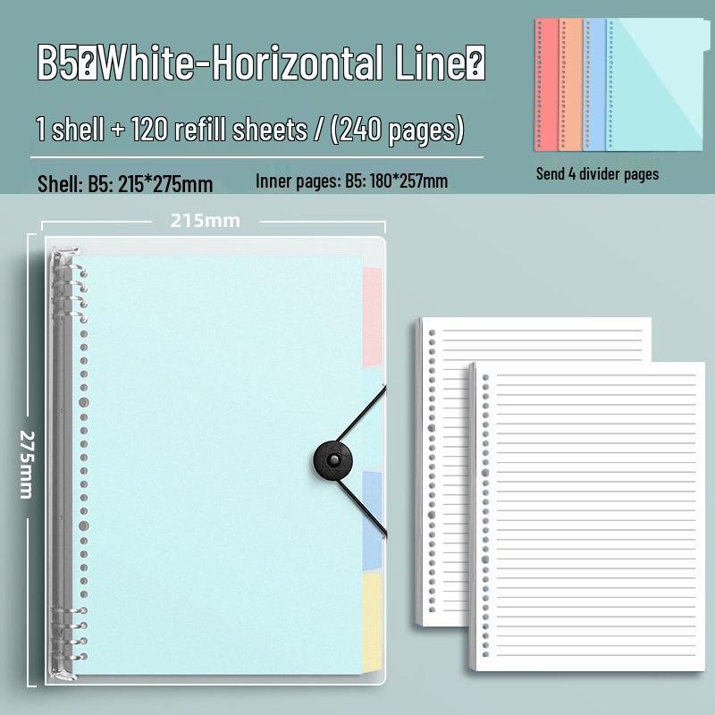 Extra Thick B5 Ring Binder Notebook with Loose-Leaf Refills - Comfortable for Hands, Perfect for Students