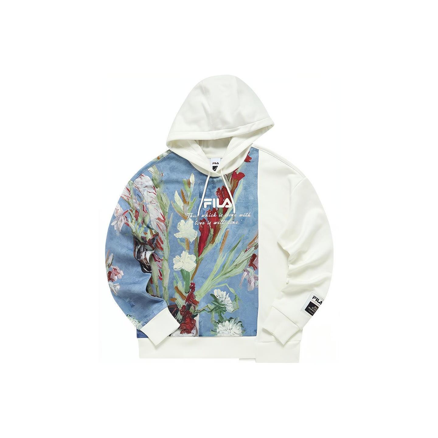 

FILA X Van Gogh Museum Logo Print Color Block Sports Knit Sweatshirt Women sweatshirts Cloud-White F11W218214F-WT L