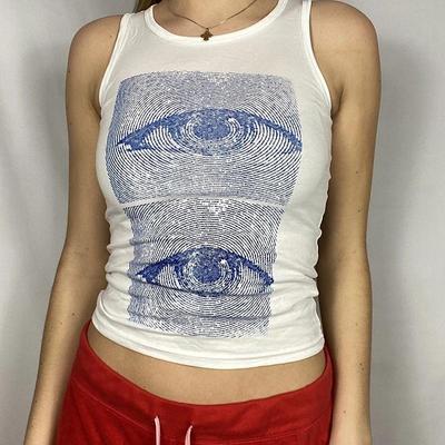 Eyes Printed Tank Tops Harajuku Corset Tops Vintage Fashion Streetwear Sleeveless Crop Top Women Casual Sweats Grunge