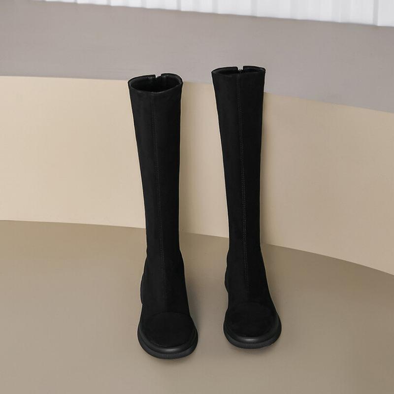 

Европейские и американские новые женские высокие сапоги на толстой подошве, нескользящие, больших размеров, женские сапоги с задней молнией, резиновая подошва, осенне-зимние сапоги-рыцари 39