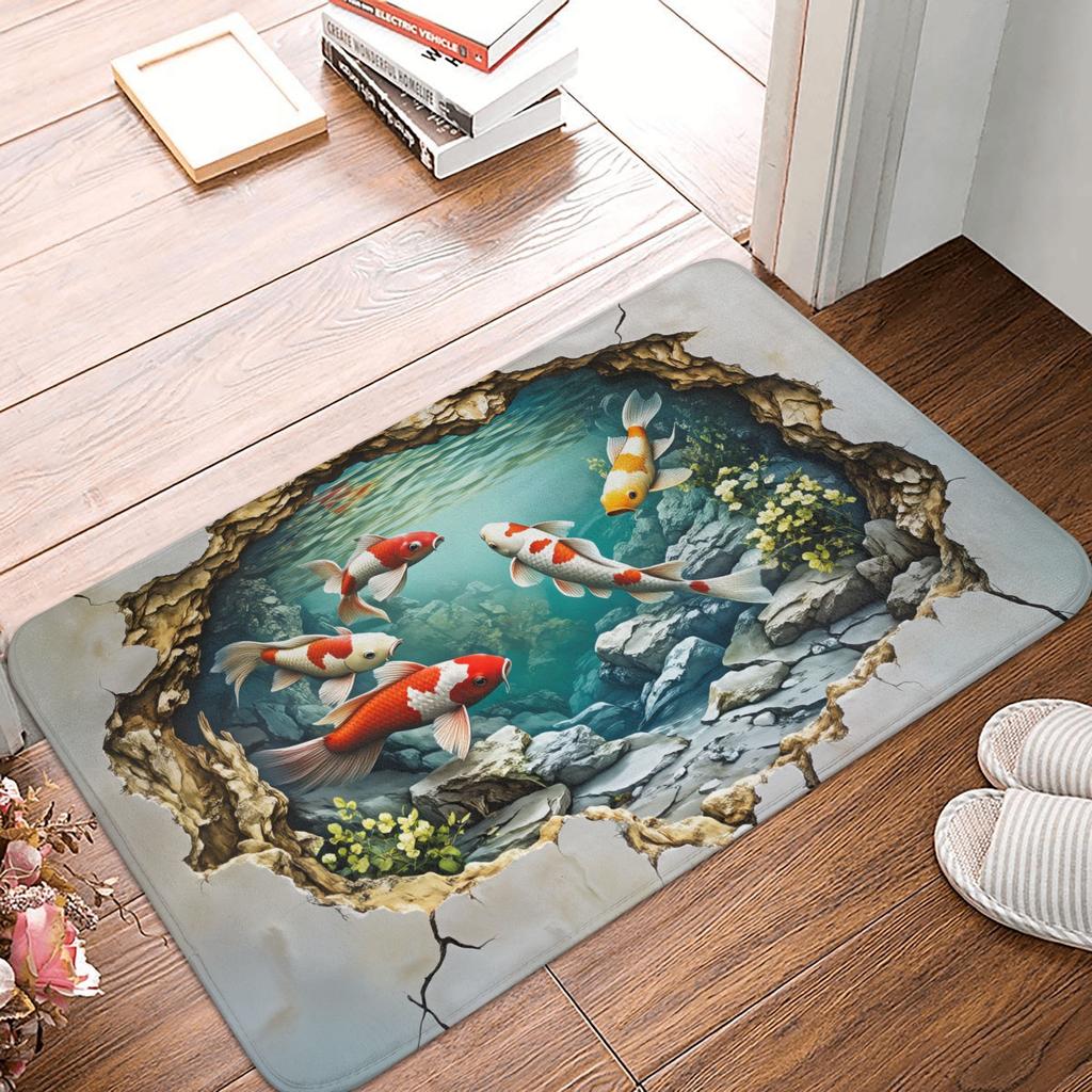 3D Visual Illusion Deep Pit Trap Front Floor Door Entrance Mat Indoor  Kitchen Bath Doormat Bedroom Carpet Rug