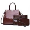 New patent leather handbag crocodile pattern simple and fashionable large-capacity women's bag set magnetic buckle shoulder messenger bag handbag