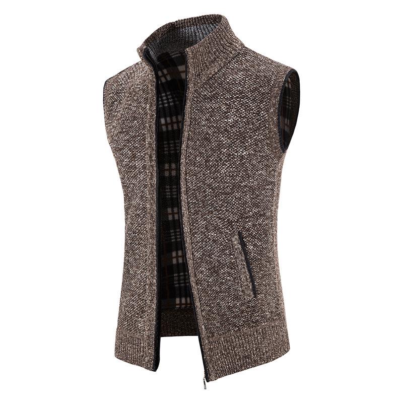 Herren Ärmellose Warmweste mit Stehkragen und Fleece-Futter - Herbst/Winter Jugendmode Gilet