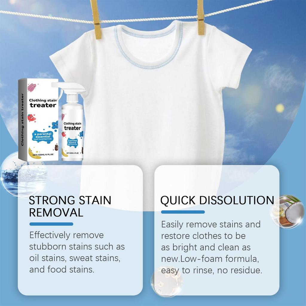 120ml Decontamination Spray Clothes Wash Free Grease Cleaning Instant Stain Remover Oil Tea Stains Newborns and Infants