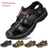 Men's Plus Size Leather Sandals: Anti-Kick Rubber Sole for Outdoor, Beach & Sports