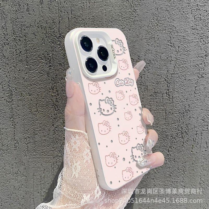 Full screen KT cat applies to Apple 15 colored silver iPhone14Pro creative 11promax matte 16 protective case 17