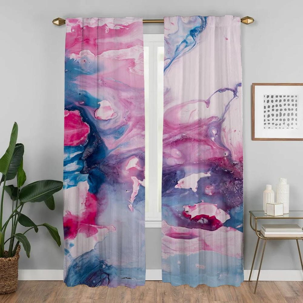 Anti-mosquito Curtains 2 Pieces Flowers Elegant Room Curtains for Camera Living Room Curtain Partition Tulle for Bedroom Shades