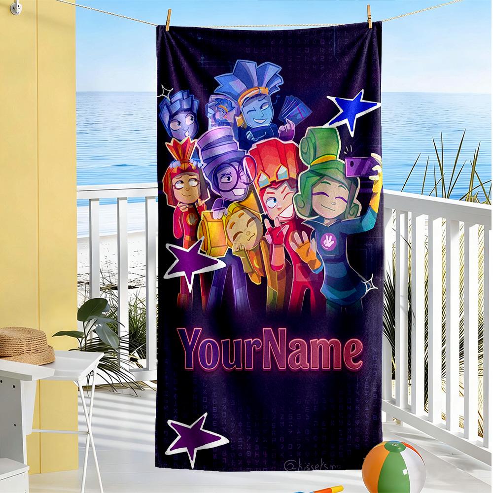 Fixies Customized Name Beach Towel Quick-Dry Soft Microfiber Suitable for Swimming Gym Camping Yoga Vacation