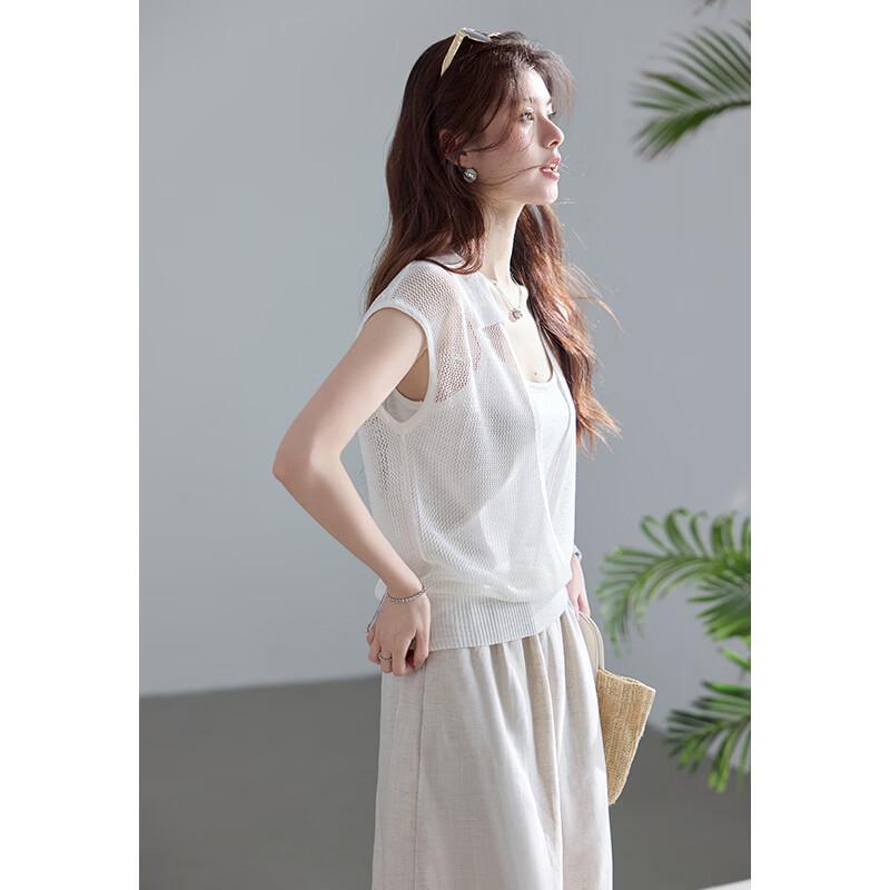 VICTORIA&VERA Hollow Deep V Knit Top & Camisole Set