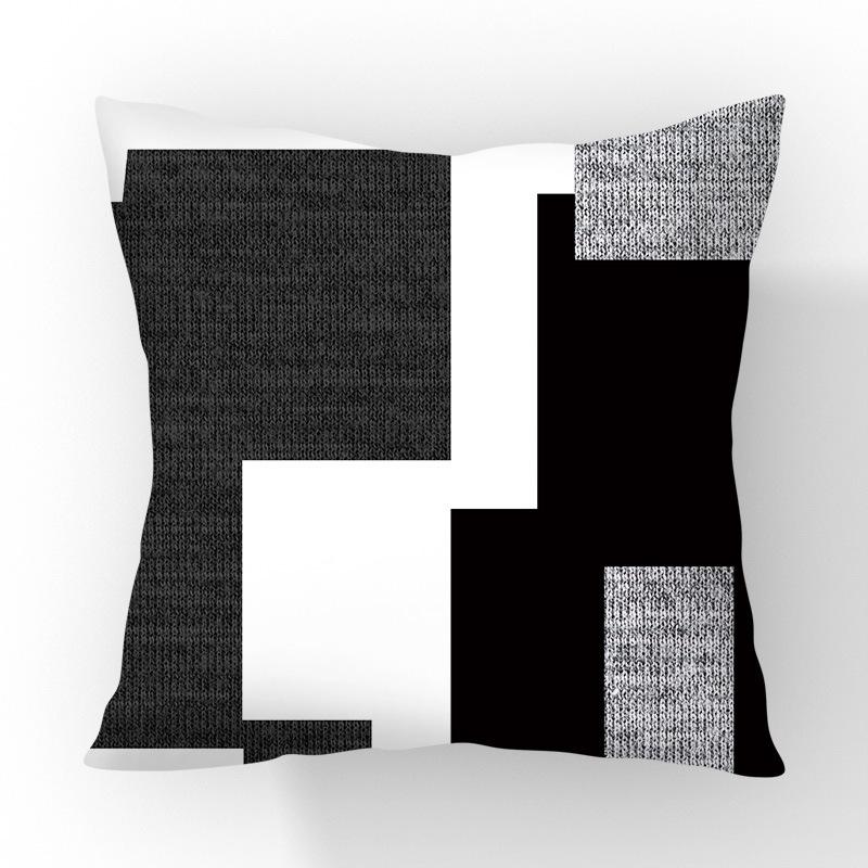 New Contrasting Color Pillow Geometric Pattern Stitching Black Pillow Case Living Room Sofa Cushion Car Pillow Case