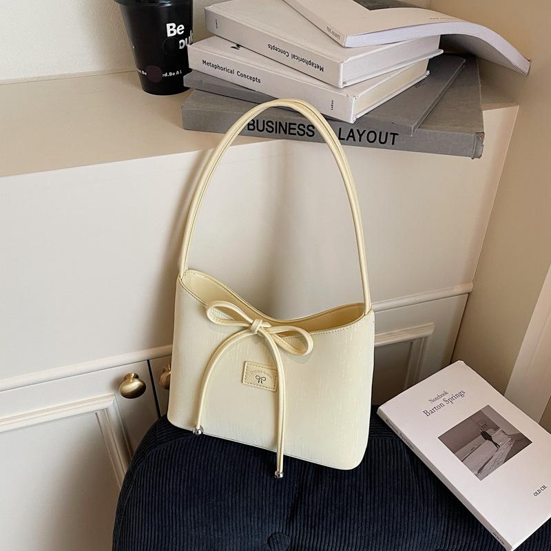 

New strap bow handbag women s fashion casual shoulder bag high value bucket bag жёлтый
