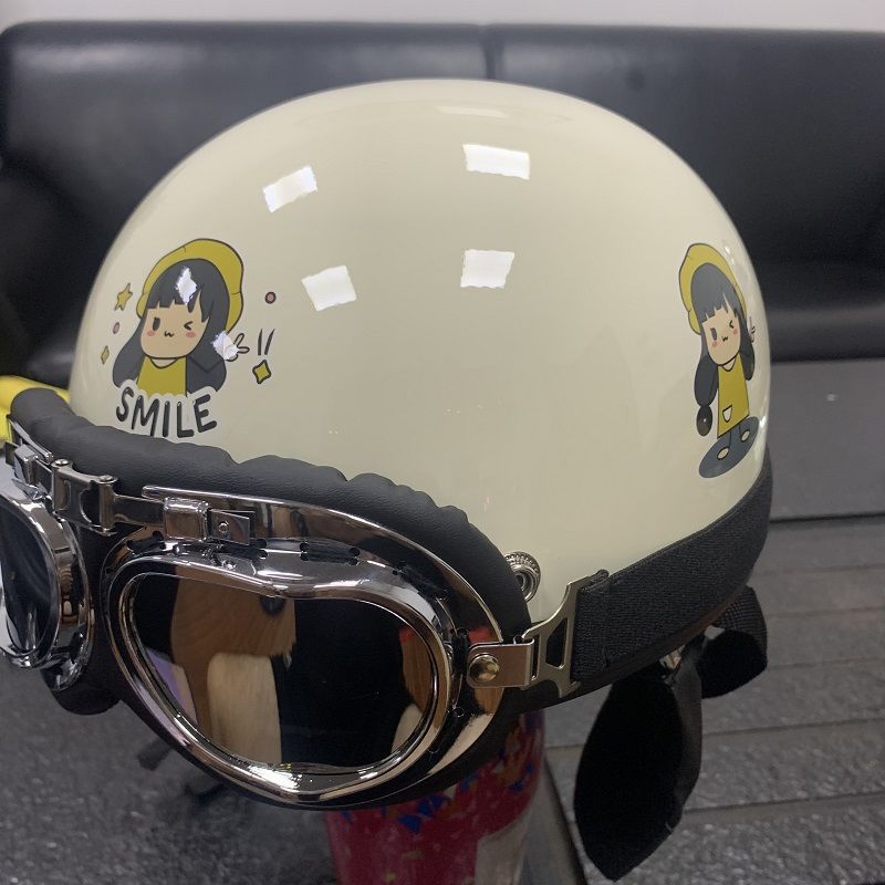 Electric Battery Car Helmet Gray Man Lady Retro Summer Sunshade Sunscreen Half Helmet Cute Summer Hard Hat Full Helmet